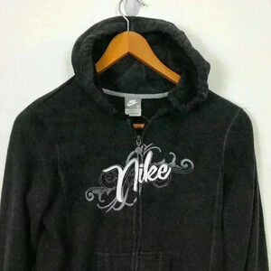 Nike Women Medium Hooded Zip Gray Jacket